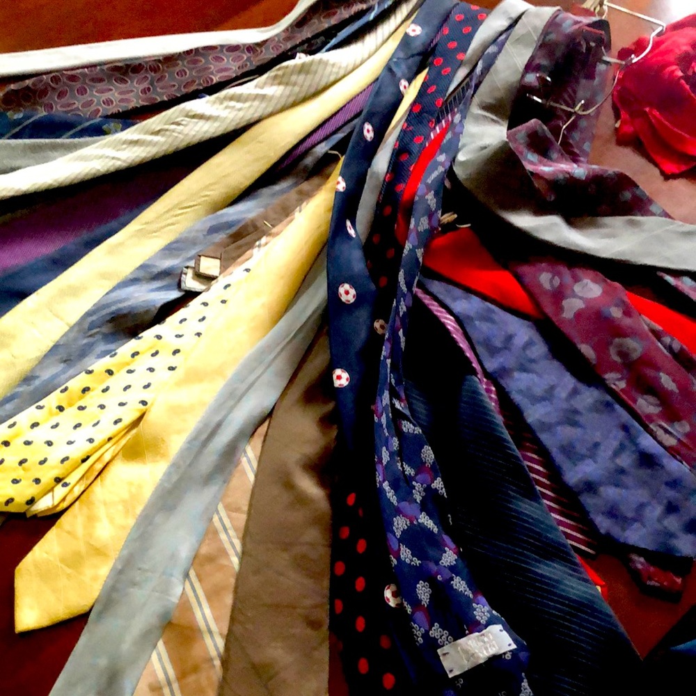 Men’s ties plus brand new red silk pocket square